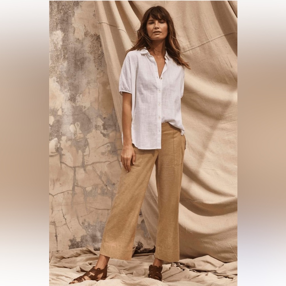 J.Jill 8P Silk Linen Blend Wide Leg Trousers Sustainable Minimalist Quiet Luxury